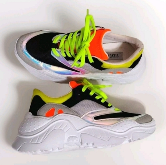 Steve Madden Gillah Multicolor Chunky Platform Sneakers 7 Neon Trendy Streetwear - Picture 7 of 15